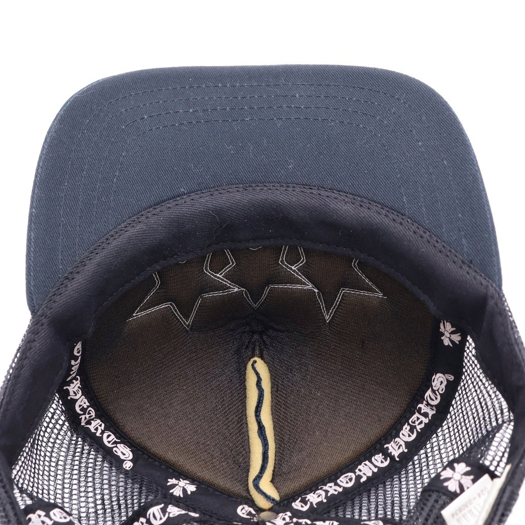 CHROME HEARTS(クロムハーツ) 3STAR PATCH TRUCKER CAP スターレザーパッチ スターボール付 ブラック ベースボールキャップ 帽子 ブラック/ホワイト