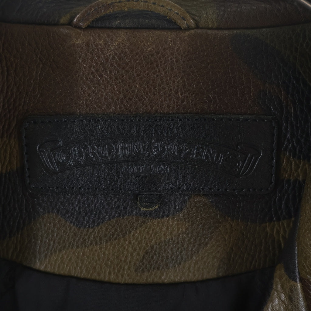 CHROME HEARTS(クロムハーツ) RACING2 レーシング2 ホースシューレザーパッチ付きレザージャケット カモフラージュ/カーキ