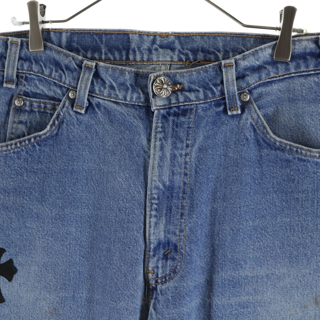 CHROME HEARTS(クロムハーツ) U VNTG JEAN BLU ORNG TAB 505 クロスパッチ付きウォッシュド505デニムパンツ