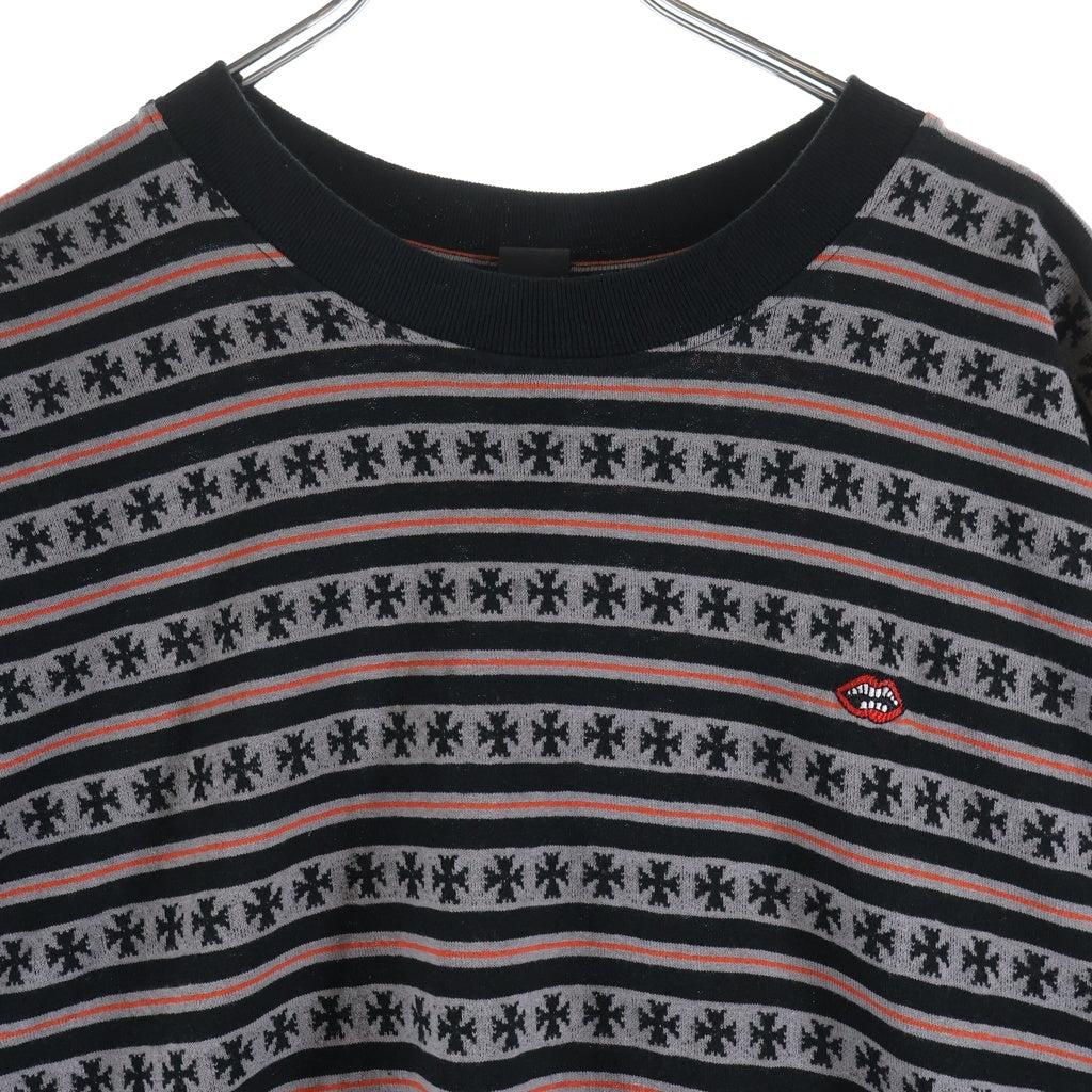 CHROME HEARTS(クロムハーツ) Y NOT MATTY BOY STRIPE CH PLUS TEE マッティボーイ ストライプ CHプラス総柄 Tシャツ ブラック/レッド