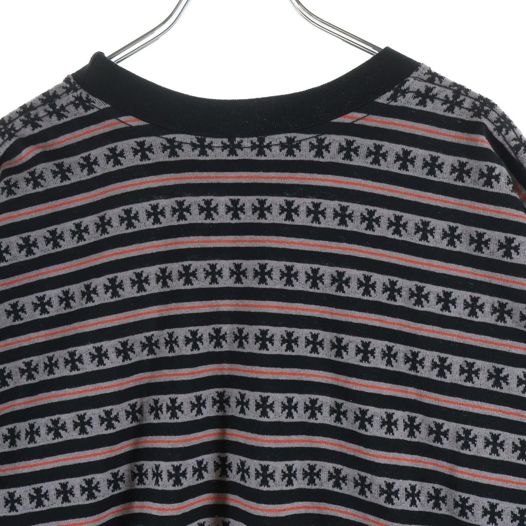 CHROME HEARTS(クロムハーツ) Y NOT MATTY BOY STRIPE CH PLUS TEE マッティボーイ ストライプ CHプラス総柄 Tシャツ ブラック/レッド