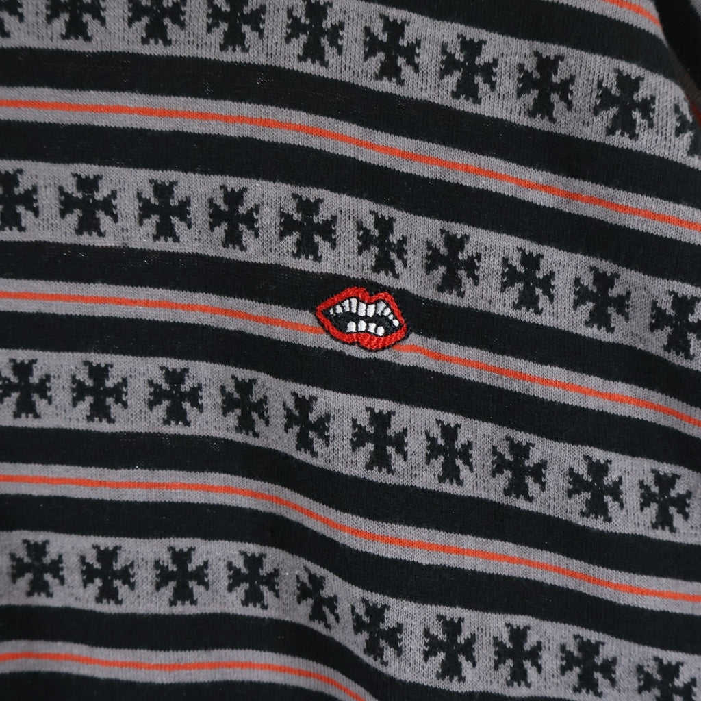 CHROME HEARTS(クロムハーツ) Y NOT MATTY BOY STRIPE CH PLUS TEE マッティボーイ ストライプ CHプラス総柄 Tシャツ ブラック/レッド