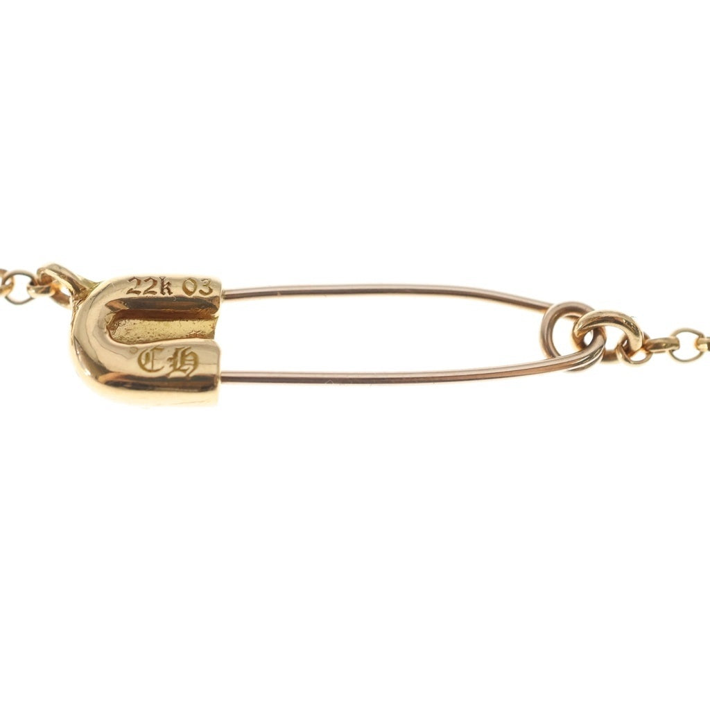 CHROME HEARTS(クロムハーツ) 22K SAFETY PIN R16 1EMRLDセーフティピンロールチェーン 1エメラルドゴールドネックレス