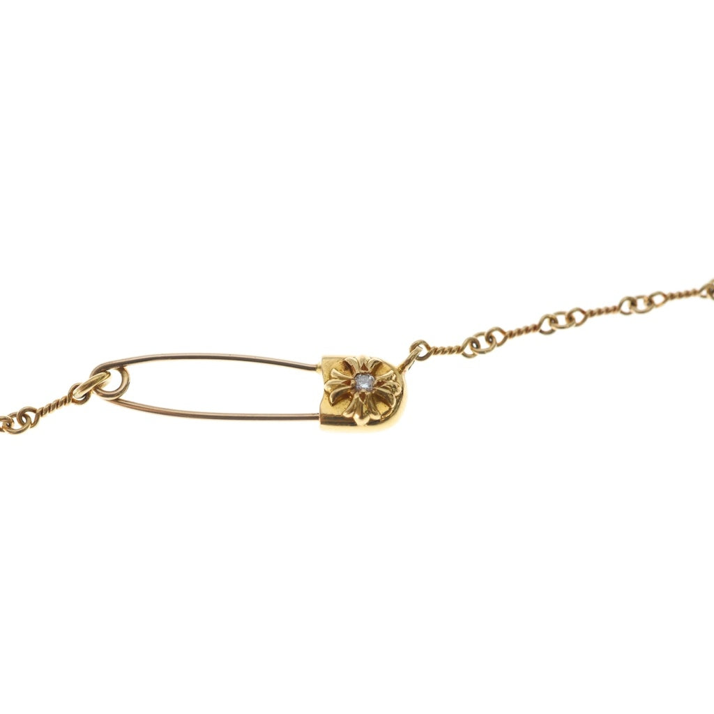 CHROME HEARTS(クロムハーツ) 22K SAFETY PIN T20 セーフティピンツイストチェーン 1ダイヤ ゴールドネックレス