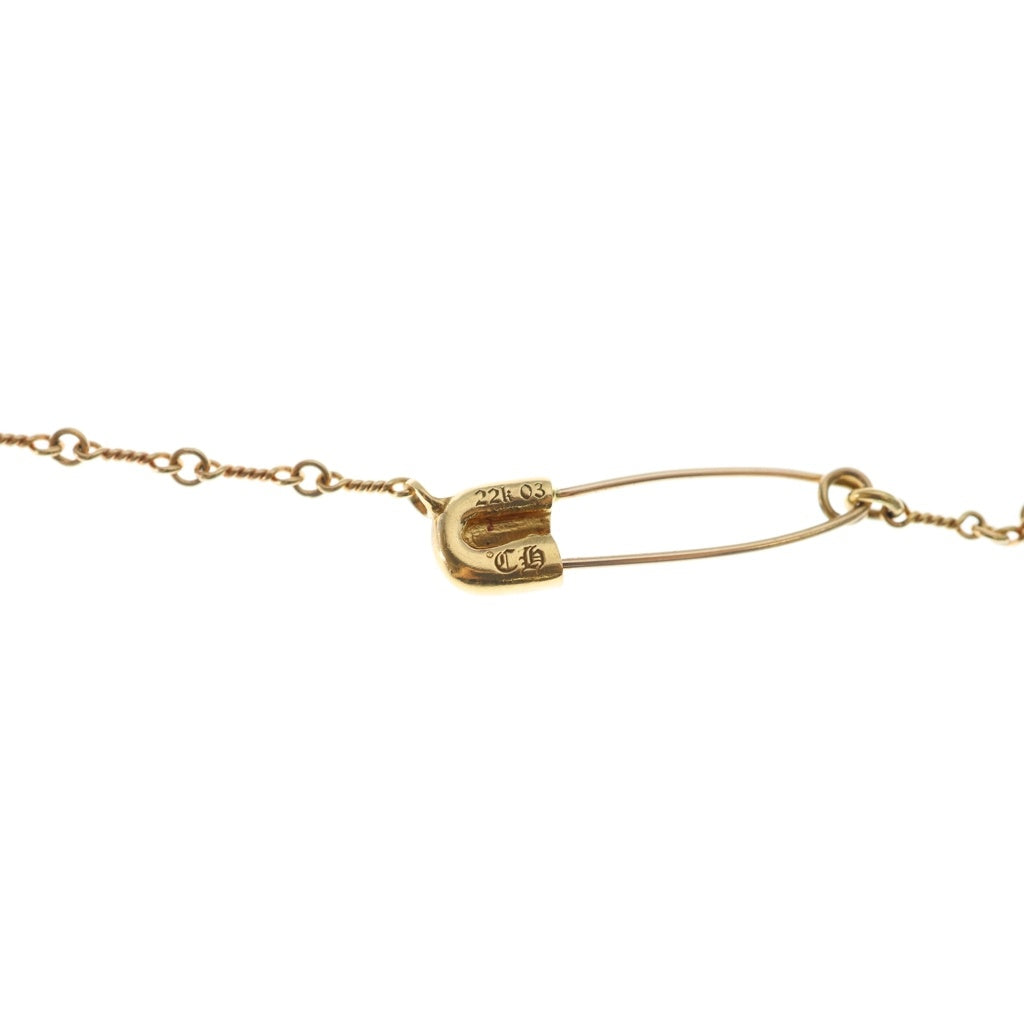 CHROME HEARTS(クロムハーツ) 22K SAFETY PIN T20 セーフティピンツイストチェーン 1ダイヤ ゴールドネックレス