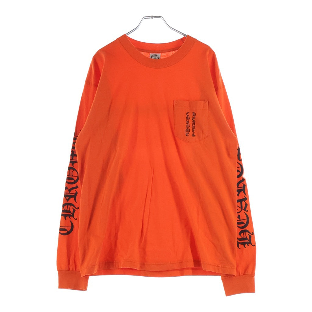 CHROME HEARTS(クロムハーツ) OLD CH LOGO L/S TEE オールド CHロゴ バックスクロールプリント長袖Tシャツ オレンジ/ブラック