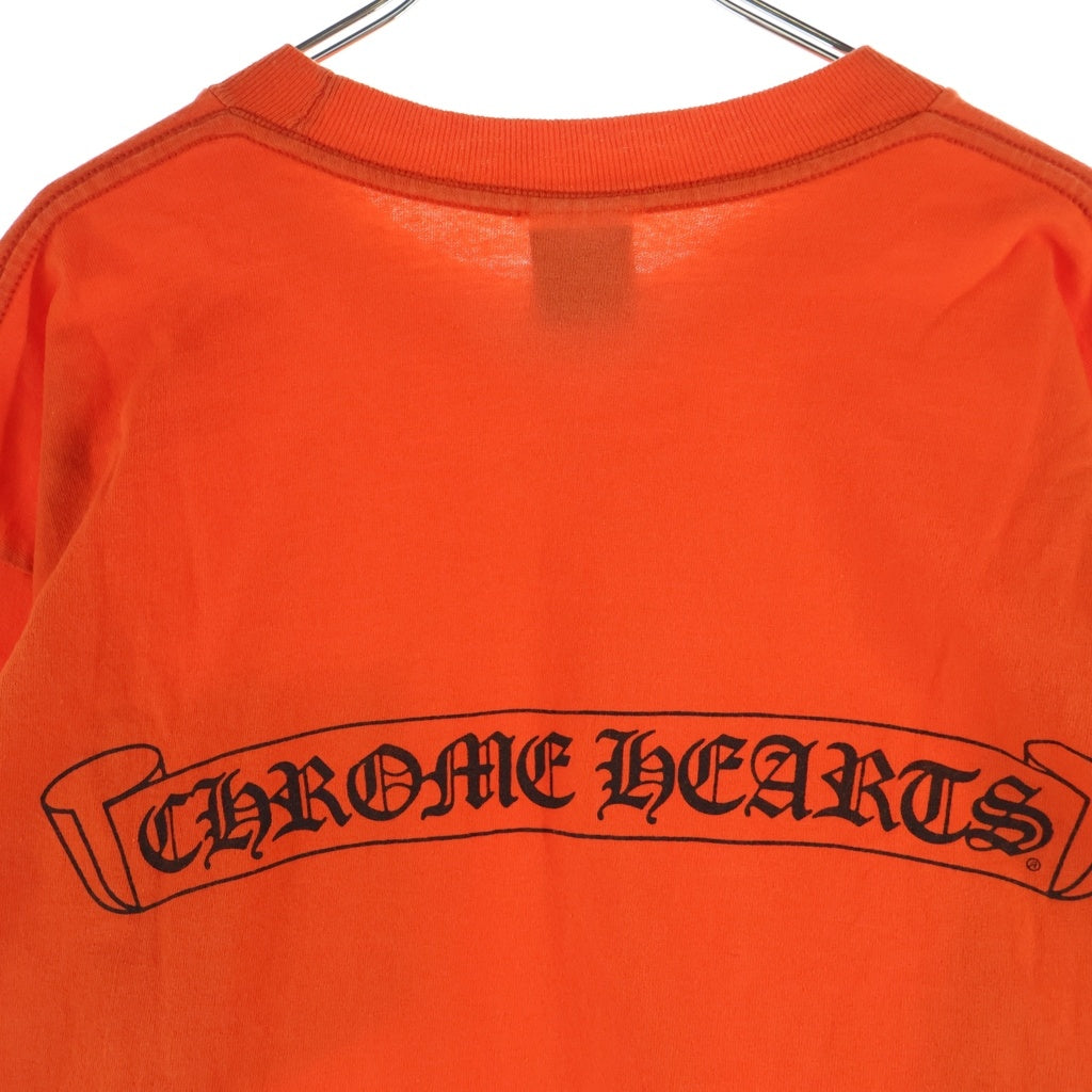 CHROME HEARTS(クロムハーツ) OLD CH LOGO L/S TEE オールド CHロゴ バックスクロールプリント長袖Tシャツ オレンジ/ブラック