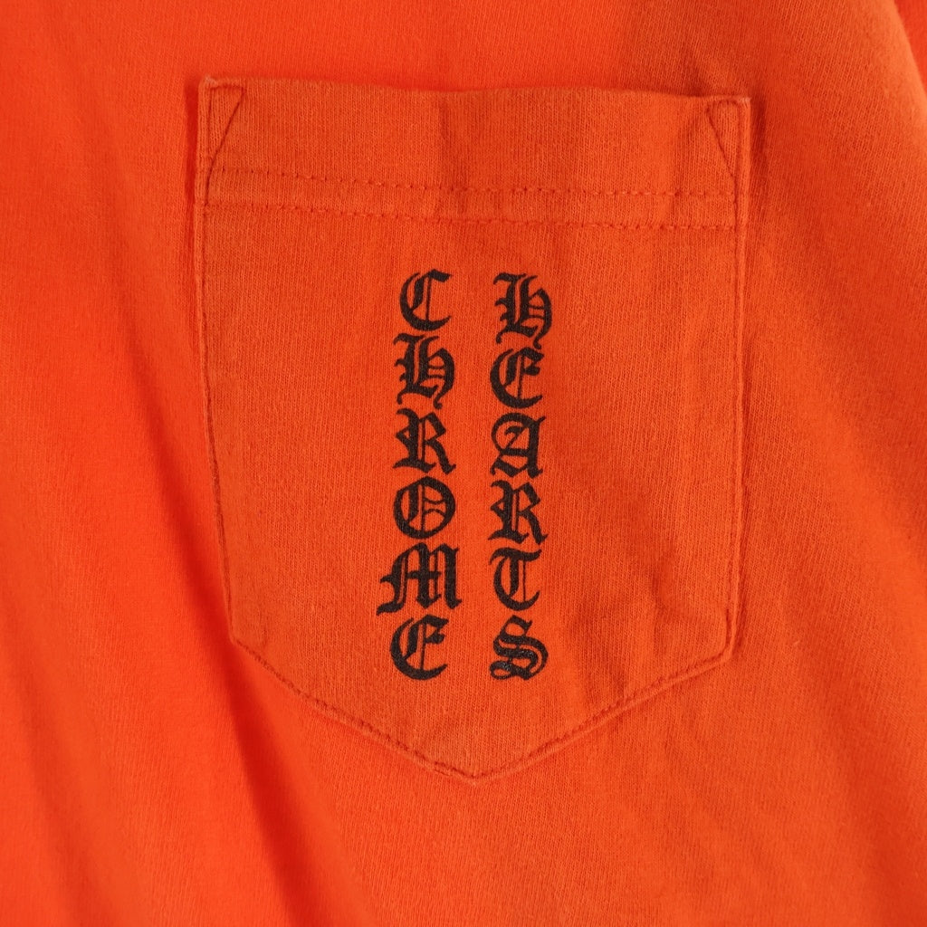 CHROME HEARTS(クロムハーツ) OLD CH LOGO L/S TEE オールド CHロゴ バックスクロールプリント長袖Tシャツ オレンジ/ブラック