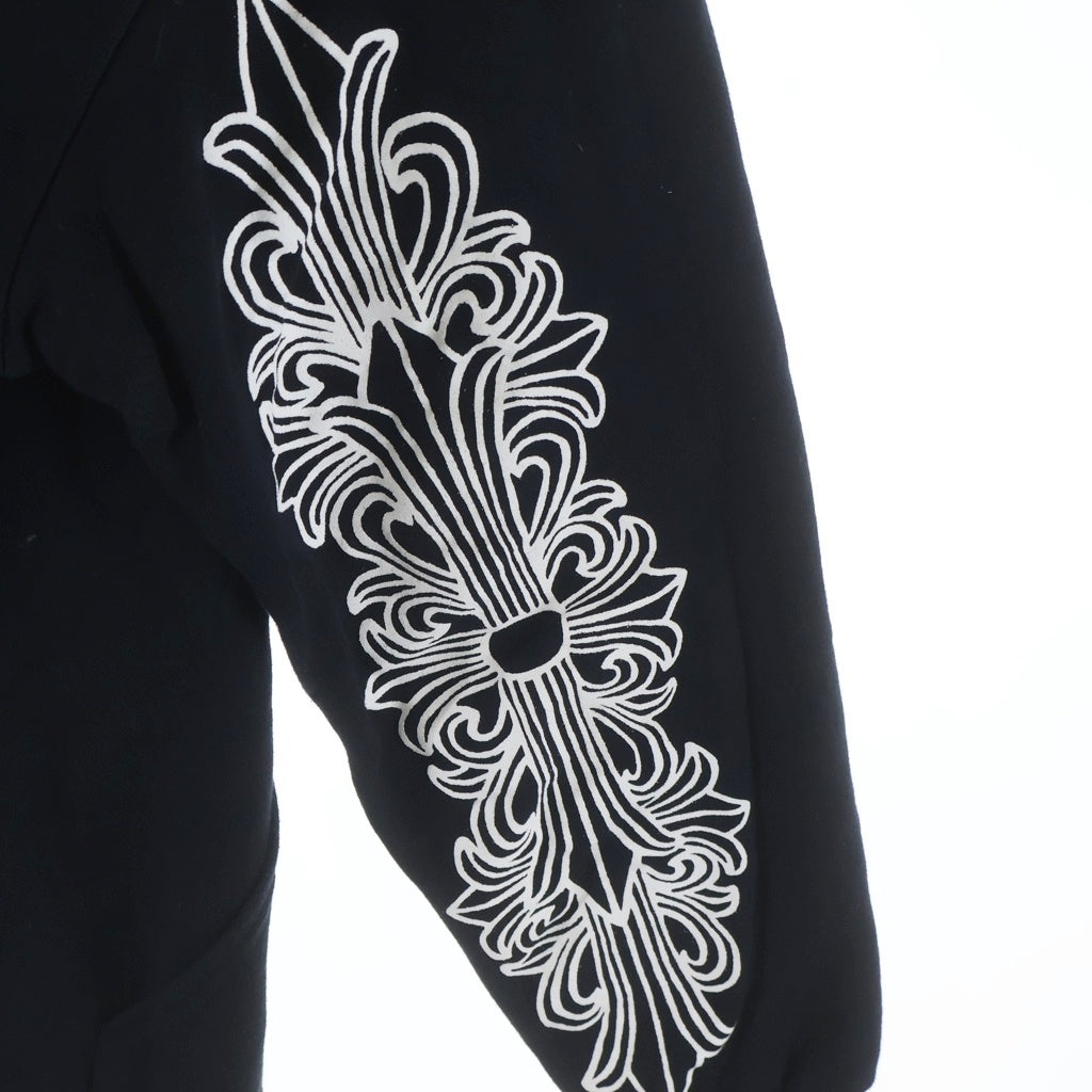 CHROME HEARTS(クロムハーツ) OLD SWTSHRT HD ZIP バックホースシュープリント袖フローラルパーカー ブラック/ホワイト