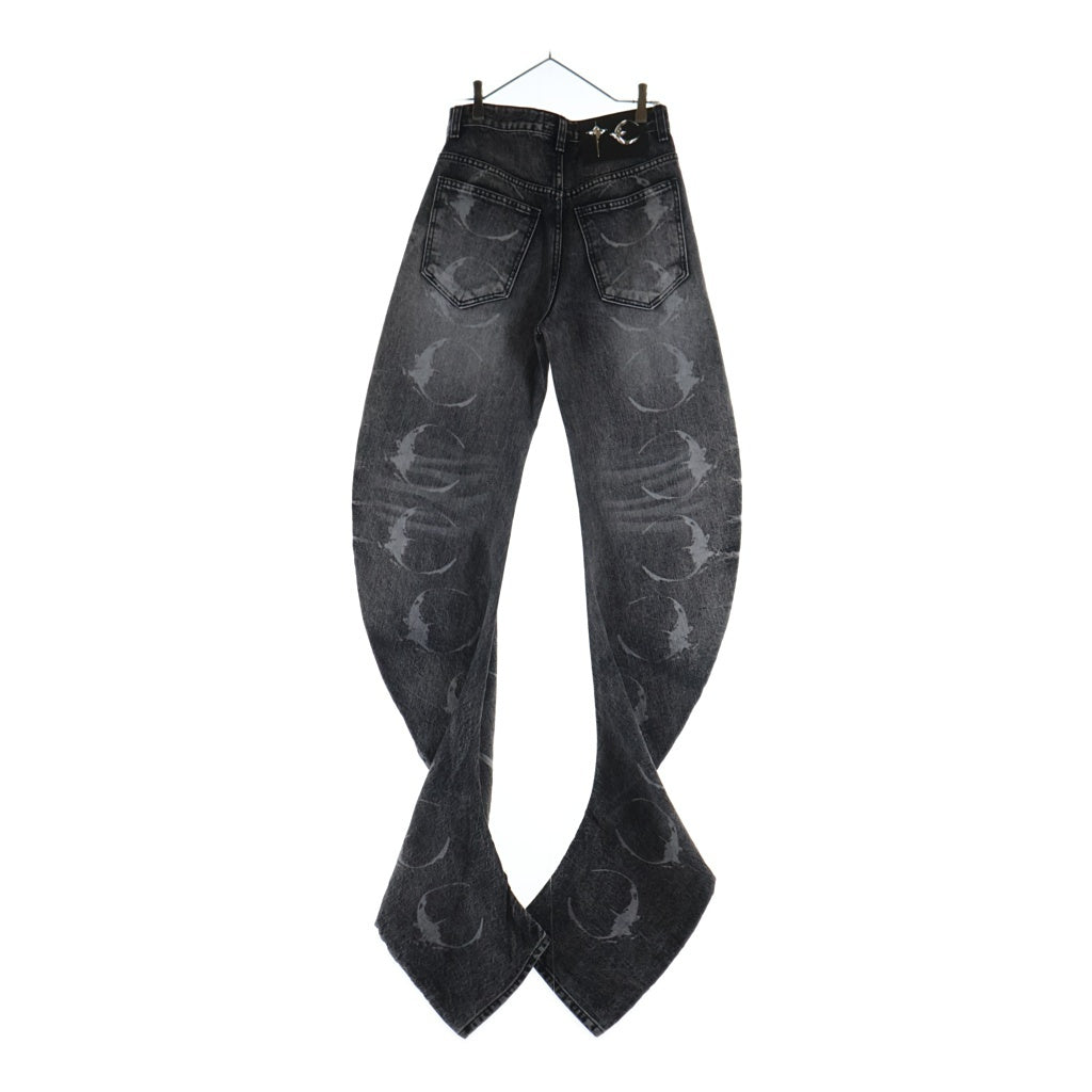 THUG CLUB(サグクラブ) Laser Washed Parkour Long Jeans TC26PT0102 レーザーウォッシュ加工 パルクールロングジーンズ パンツ ブラック