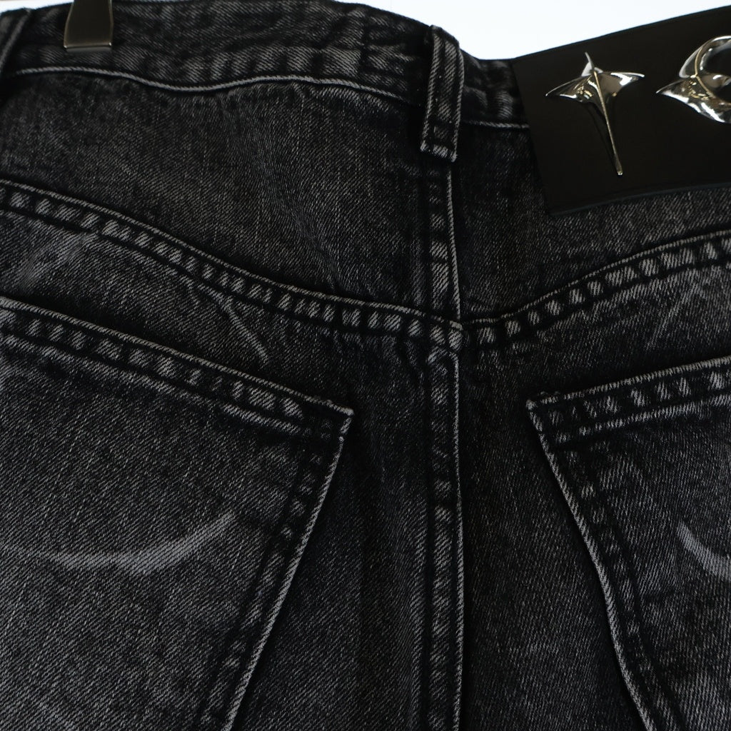 THUG CLUB(サグクラブ) Laser Washed Parkour Long Jeans TC26PT0102 レーザーウォッシュ加工 パルクールロングジーンズ パンツ ブラック