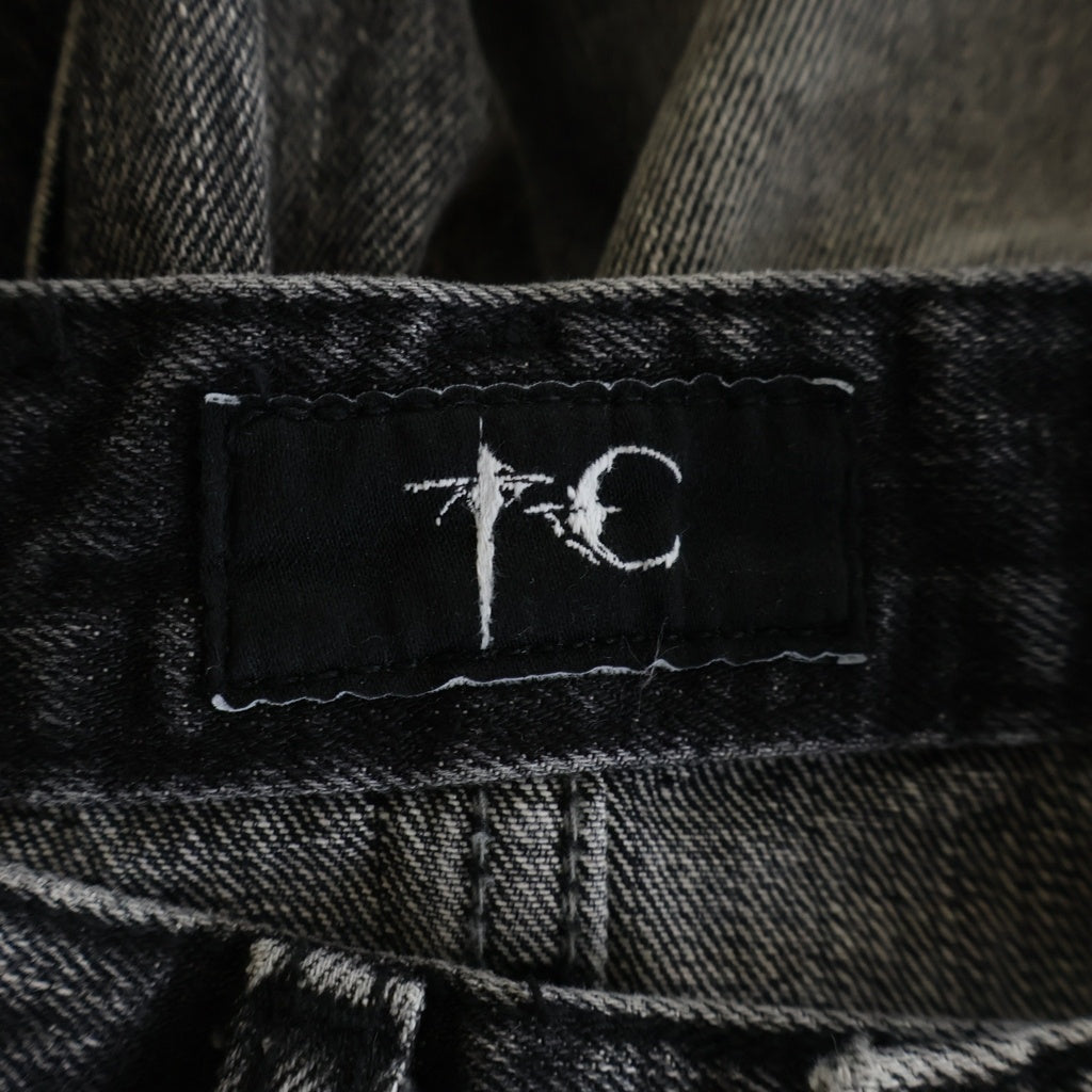 THUG CLUB(サグクラブ) Laser Washed Parkour Long Jeans TC26PT0102 レーザーウォッシュ加工 パルクールロングジーンズ パンツ ブラック