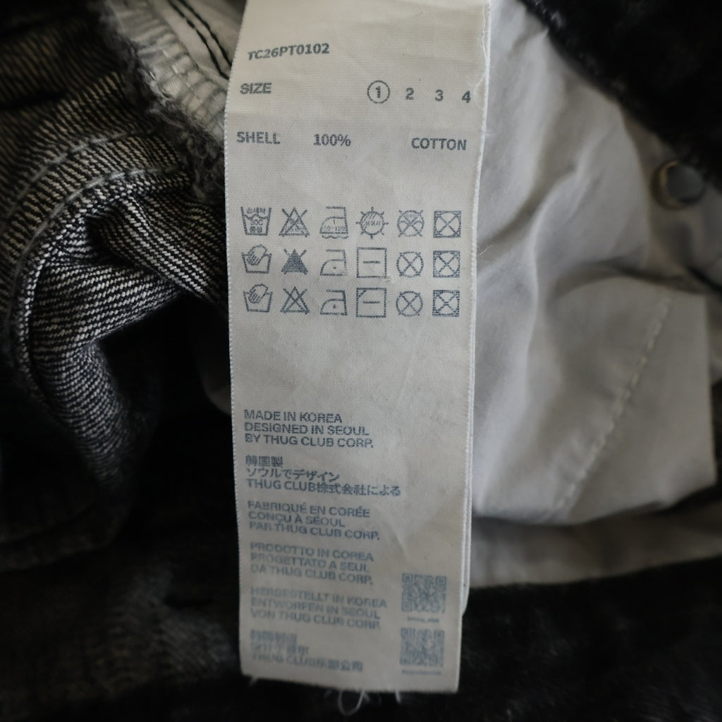 THUG CLUB(サグクラブ) Laser Washed Parkour Long Jeans TC26PT0102 レーザーウォッシュ加工 パルクールロングジーンズ パンツ ブラック