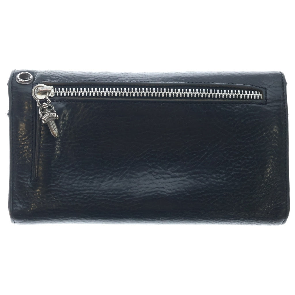 CHROME HEARTS クロムハーツ WAVE BS FLUER ウェーブ BSフレア レザーウォレット 財布 ブラック CHROME HEARTS(クロムハーツ) WAVE BS FLUER ウェーブ BSフレアボタン