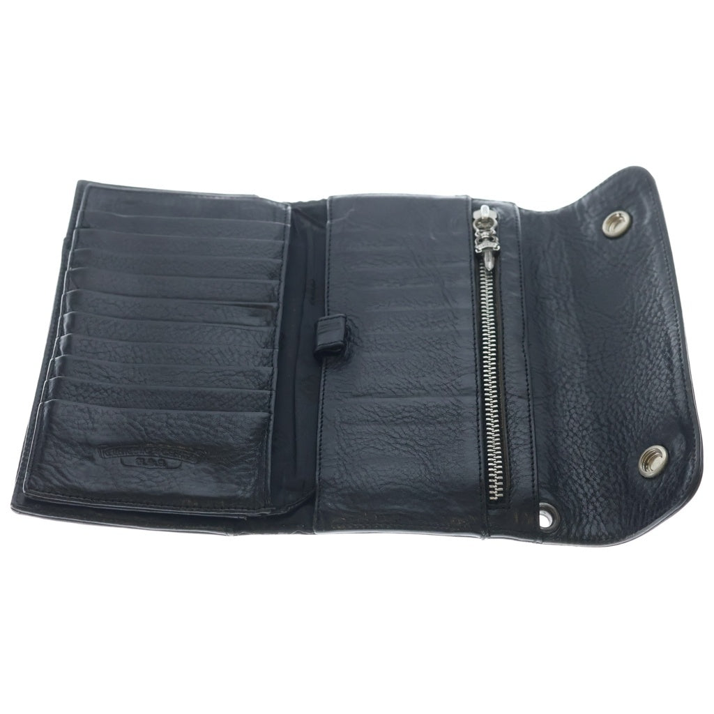 CHROME HEARTS(クロムハーツ) WAVE BS FLUER ウェーブ BSフレアボタンレザーウォレット財布 ブラック