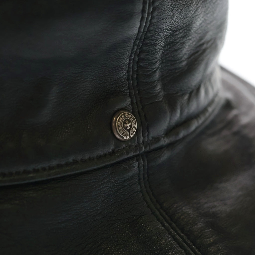 CHROME HEARTS(クロムハーツ) ホースシューボタン レザー バケットハット 帽子 ブラック