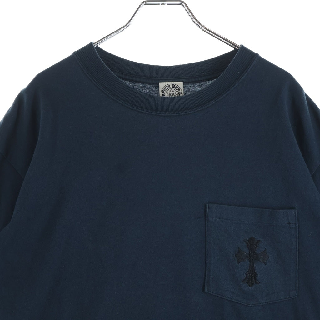 CHROME HEARTS(クロムハーツ) OLD ダブルCHクロス刺繍 半袖ポケットTシャツ カットソー ネイビー
