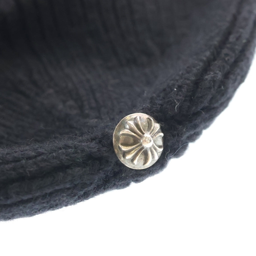 CHROME HEARTS(クロムハーツ) BEANIE BAIT & TACKLE 3セメタリーパッチCHクロス装飾ビーニーニットキャップ帽子 ブラック/シルバー
