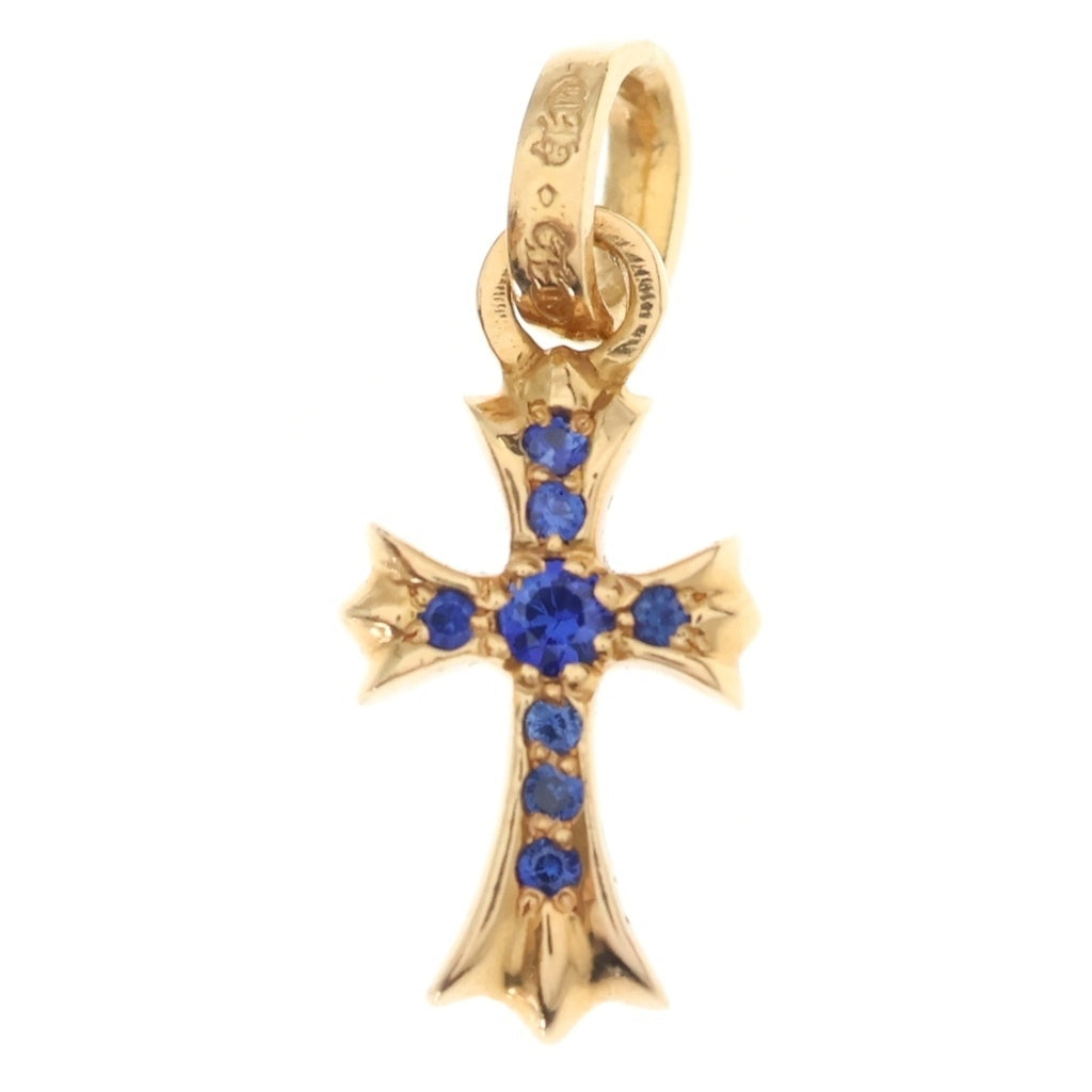 CHROME HEARTS(クロムハーツ) 22K CRS BBYFAT P SAP B ベイビーファット PAVEブルーサファイア チャーム ゴールドネックレストップ