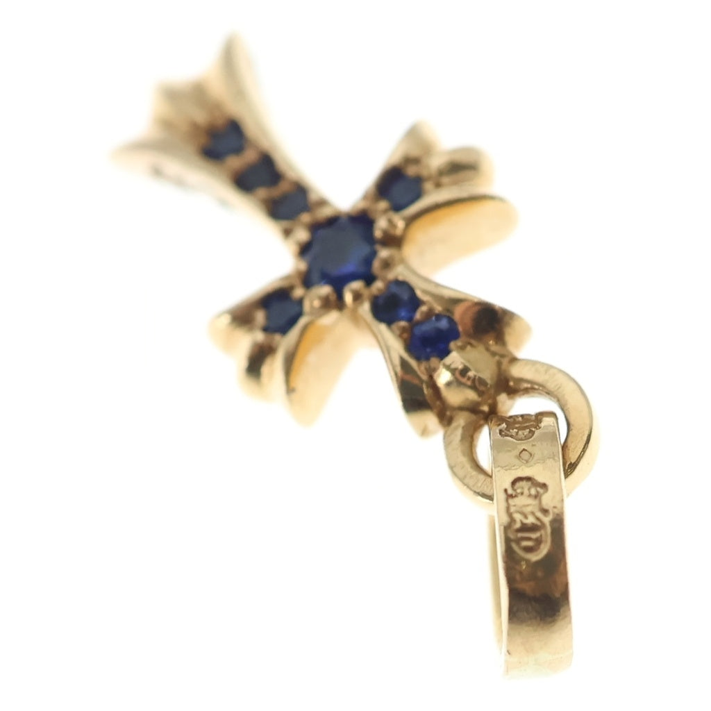 CHROME HEARTS(クロムハーツ) 22K CRS BBYFAT P SAP B ベイビーファット PAVEブルーサファイア チャーム ゴールドネックレストップ