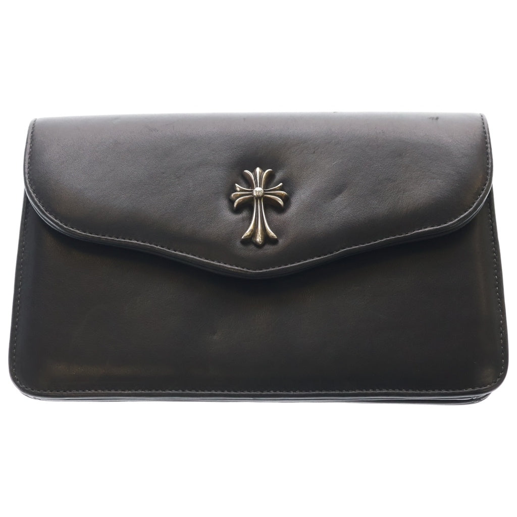 CHROME HEARTS(クロムハーツ) スモールCH付き レザークラッチバッグ ハンドバッグ ブラック