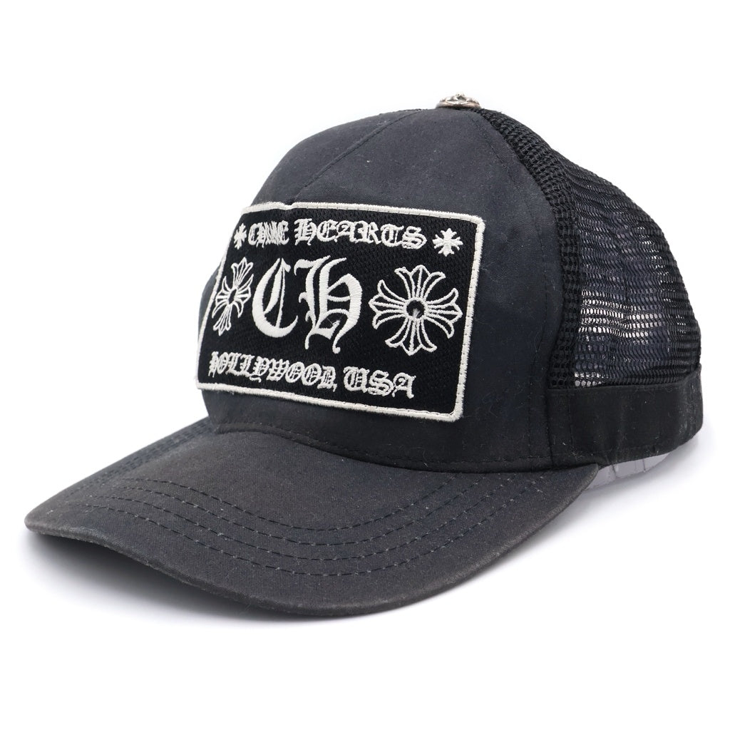 CHROME HEARTS(クロムハーツ) TRUCKER CAP CHパッチクロスボール付メッシュ帽子 ブラック/ホワイト