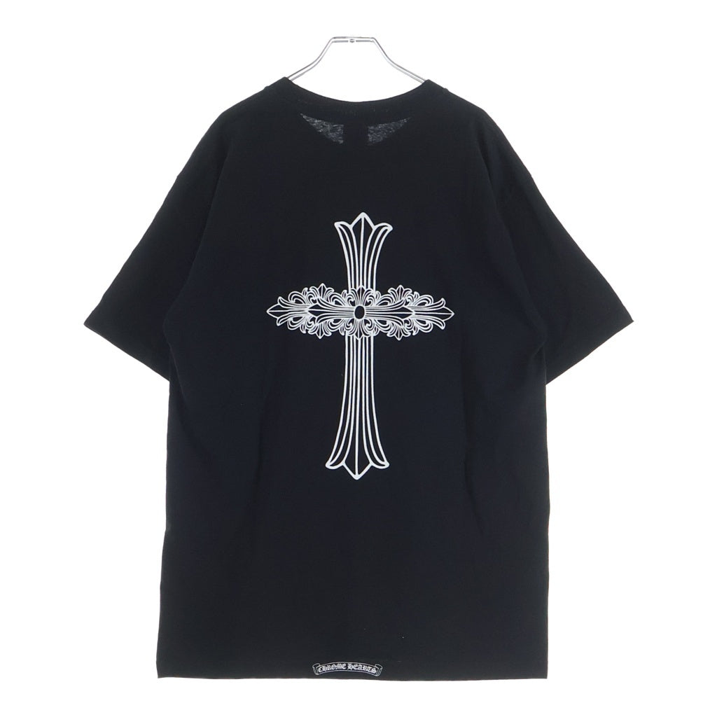 CHROME HEARTS(クロムハーツ) OLD バックフローラルクロスプリント クルーネック半袖Tシャツカットソー ブラック