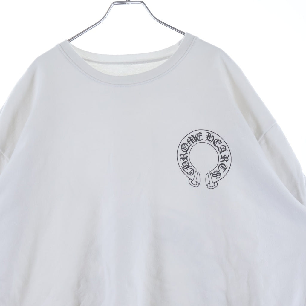 CHROME HEARTS(クロムハーツ) SWTSHRT PLVR 袖フローラルバックホースシュープリントスウェット ホワイト