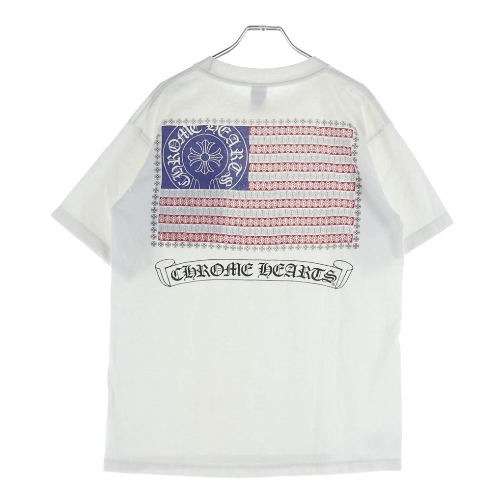 CHROME HEARTS(クロムハーツ) OLD AMERICAN FLAG TEE オールド アメリカンフラッグTシャツ 星条旗 ホースシュープリント 半袖カットソー ホワイト