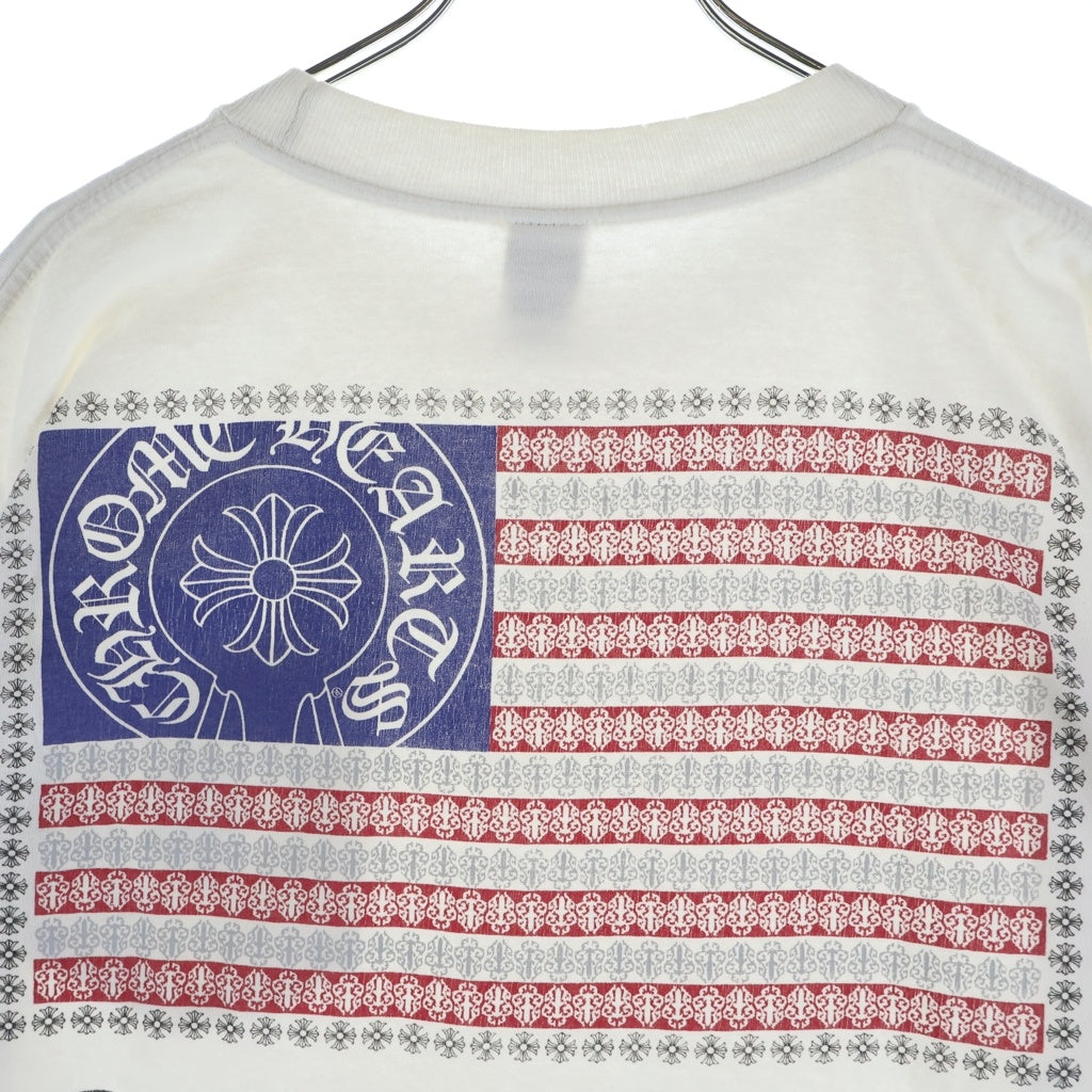CHROME HEARTS(クロムハーツ) OLD AMERICAN FLAG TEE オールド アメリカンフラッグTシャツ 星条旗 ホースシュープリント 半袖カットソー ホワイト