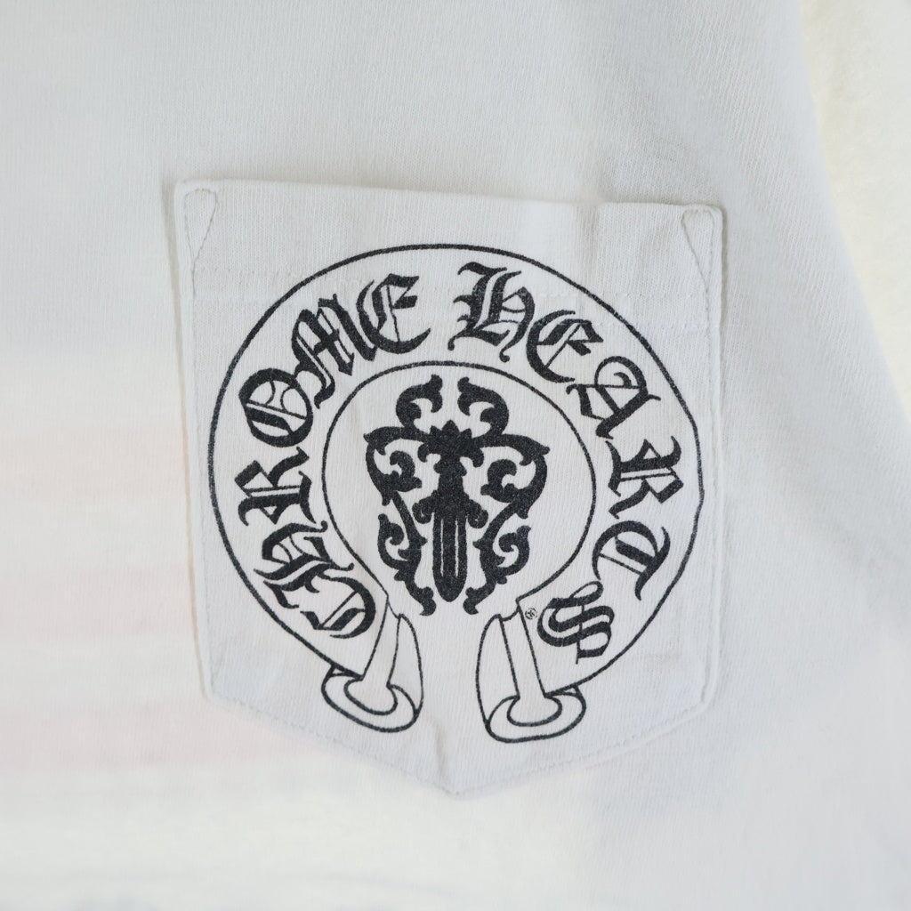 CHROME HEARTS(クロムハーツ) OLD AMERICAN FLAG TEE オールド アメリカンフラッグTシャツ 星条旗 ホースシュープリント 半袖カットソー ホワイト