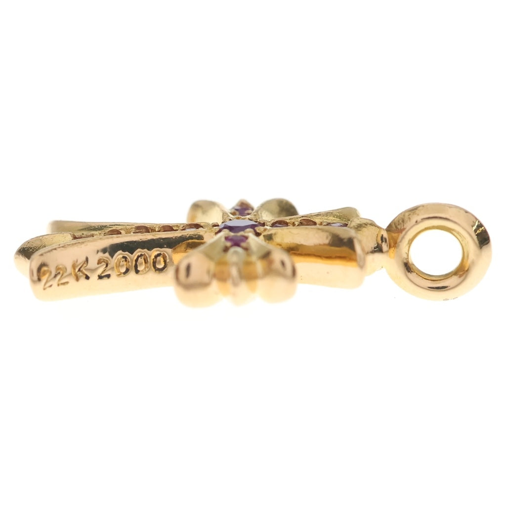 CHROME HEARTS(クロムハーツ) 22K TNY CRSF P SAP タイニーファットクロス PAVEサファイア ペンダントトップ ゴールド