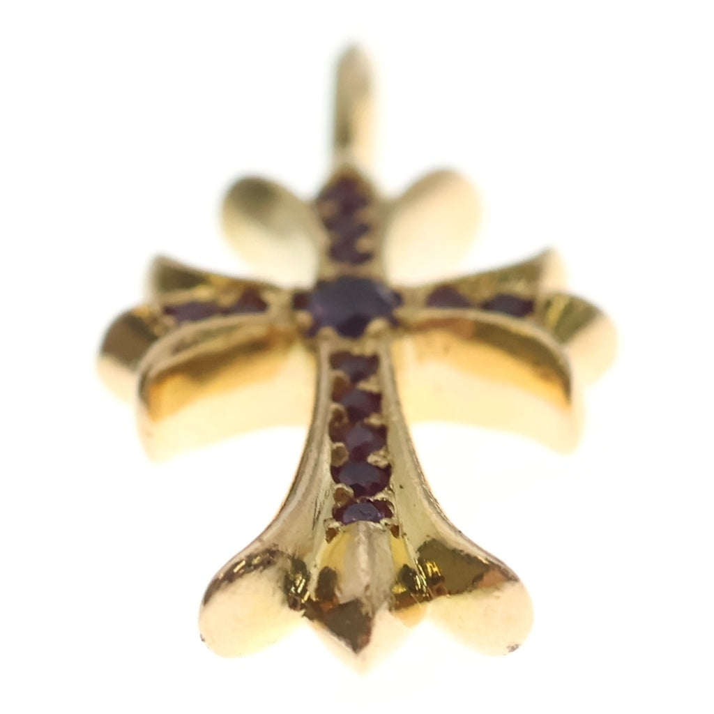 CHROME HEARTS(クロムハーツ) 22K TNY CRSF P SAP タイニーファットクロス PAVEサファイア ペンダントトップ ゴールド
