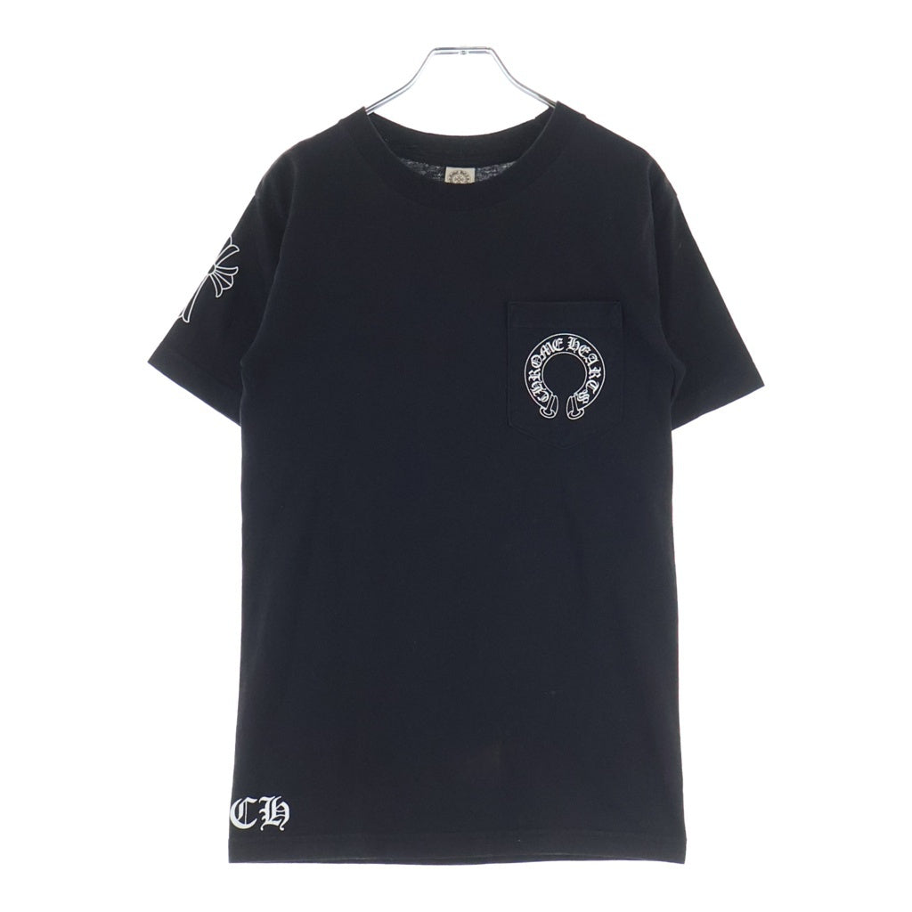 CHROME HEARTS(クロムハーツ) OLD SCROLL LABEL T-SHIRT オールド スクロールラベルプリント クルーネックポケット半袖Tシャツ ブラック