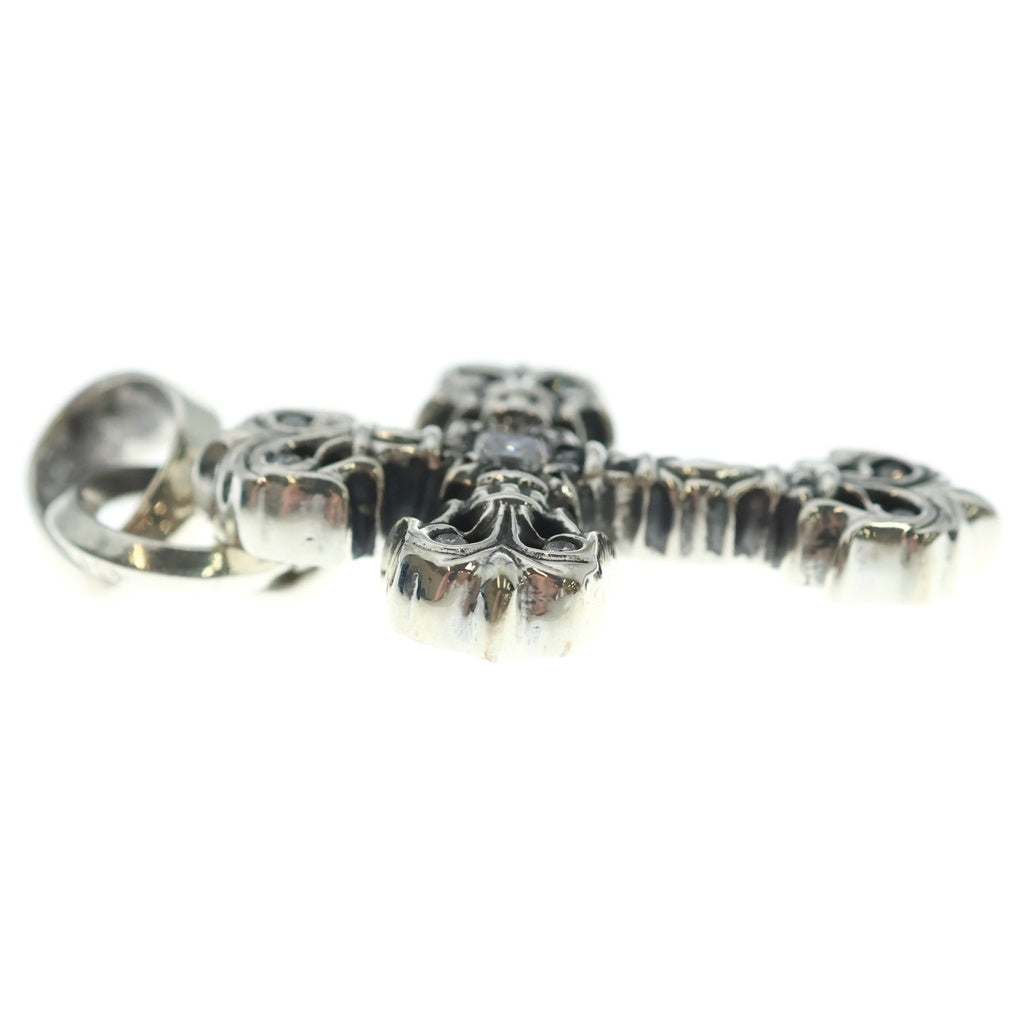 CHROME HEARTS(クロムハーツ) FILIG CROSS-XSM W BALE P D フィリグリークロスXSベイル wベイル PAVEダイヤ シルバーネックレストップ