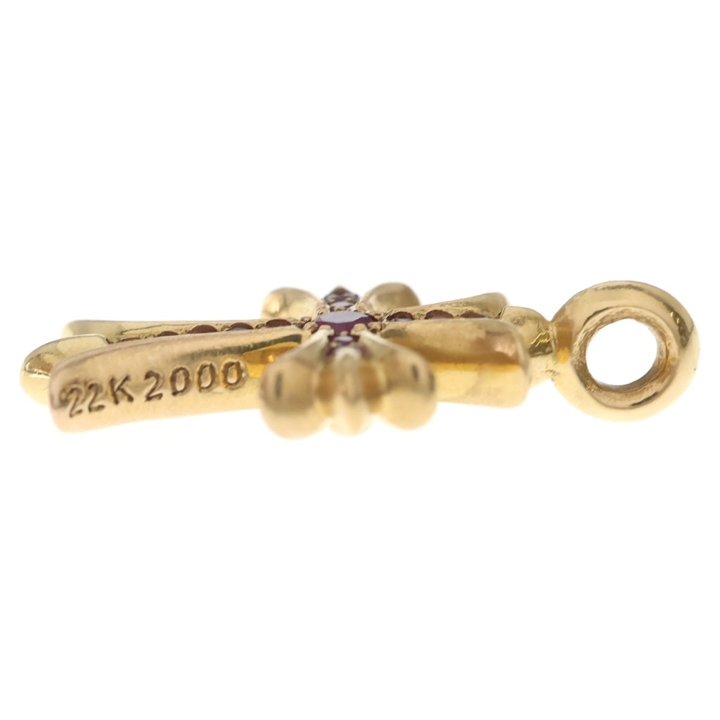 CHROME HEARTS(クロムハーツ) 22K TNY CRSF P RUB タイニーファットクロス PAVEルビー ペンダント ゴールドネックレストップ
