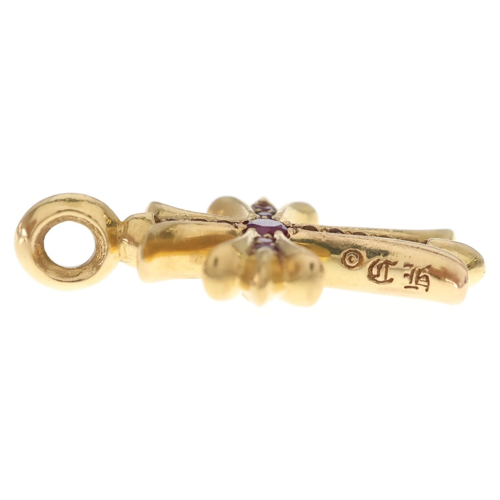 CHROME HEARTS(クロムハーツ) 22K TNY CRSF P RUB タイニーファットクロス PAVEルビー ペンダント ゴールドネックレストップ