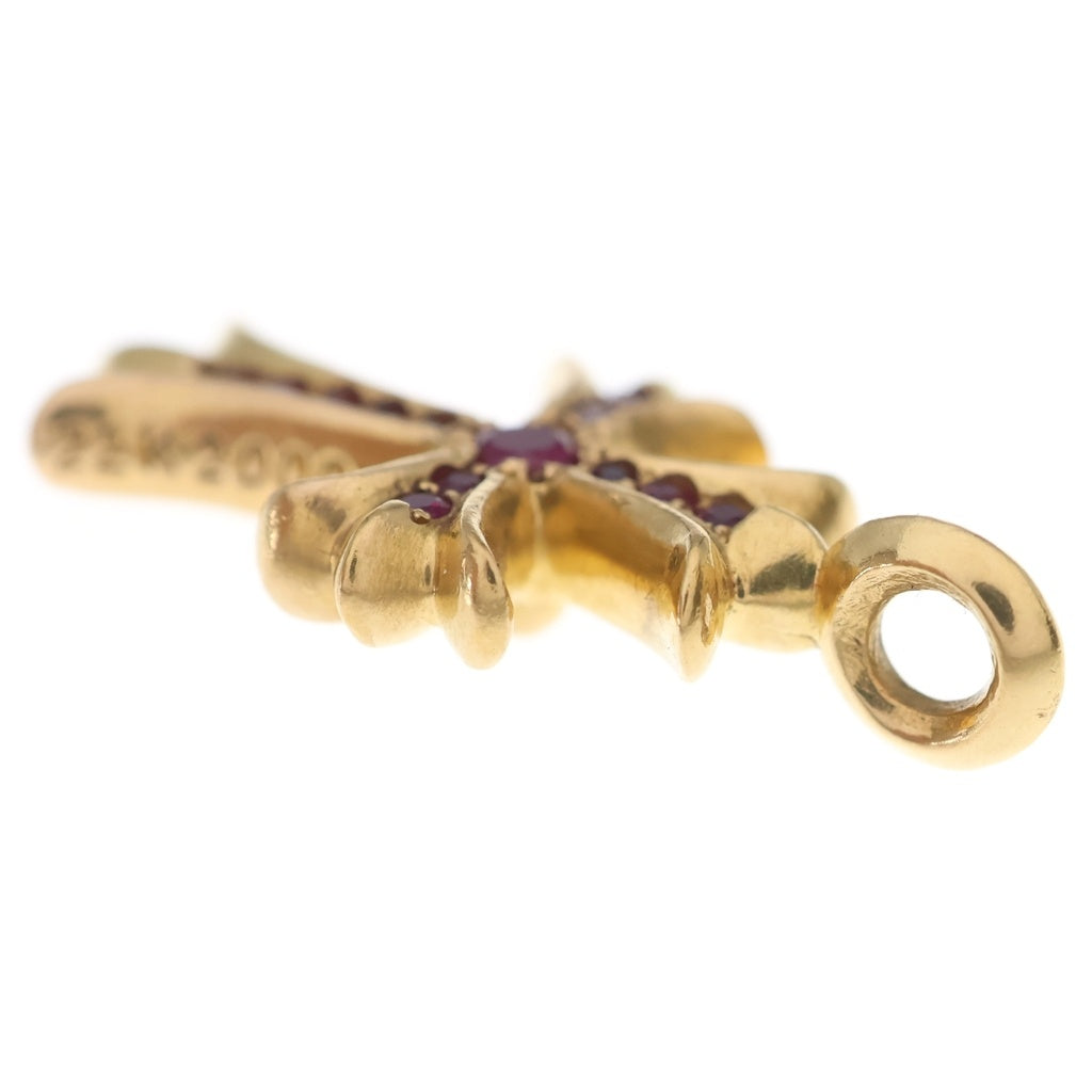 クロムハーツ  22K TNY CRSF P/RUB/タイニーファットクロス PAVEルビー/ペンダント/ゴールドネックレストップ メンズ CHROME HEARTS(クロムハーツ) 22K TNY CRSF P RUB タイニーファット