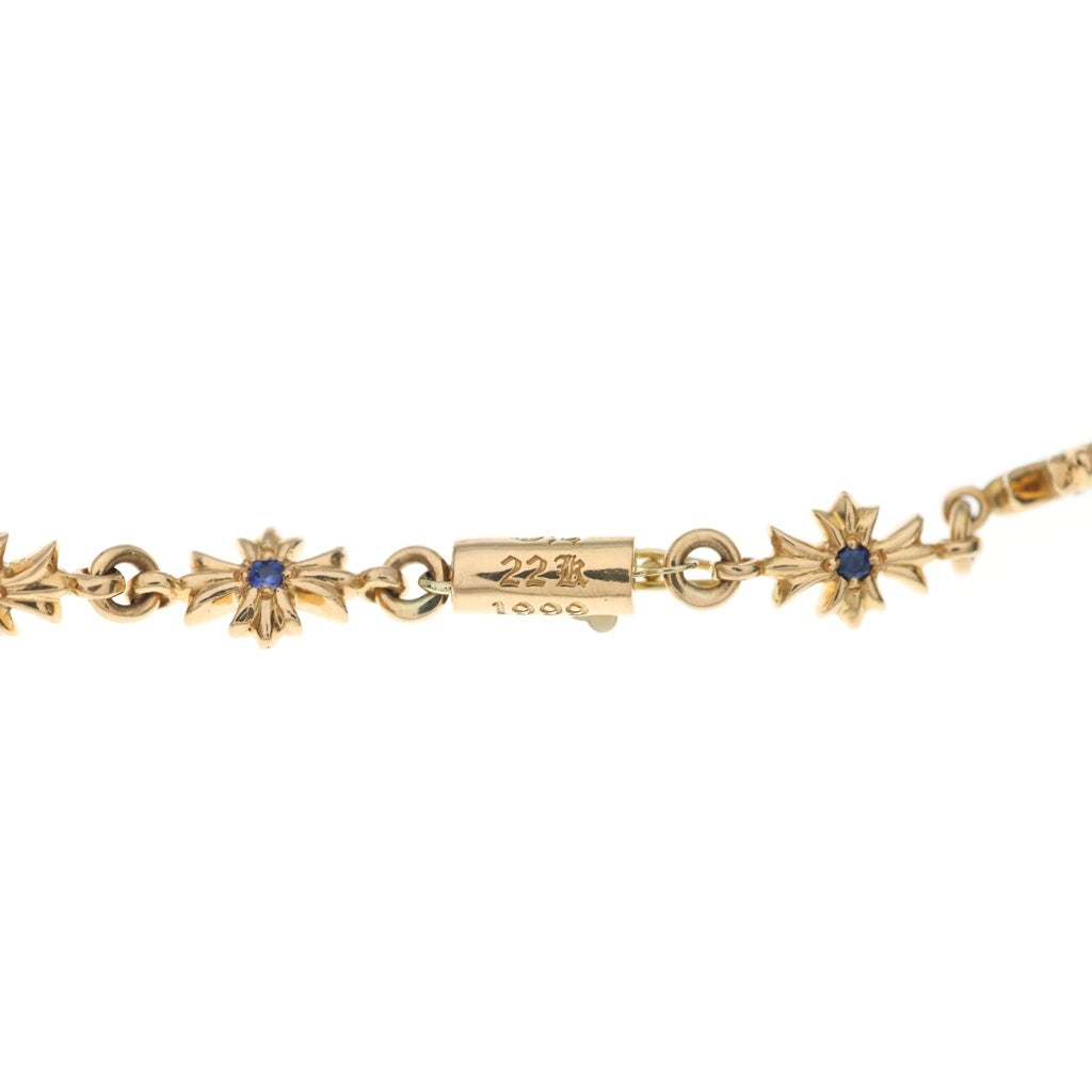 CHROME HEARTS(クロムハーツ) 22K TNY E CH PLS P SAP タイニーECHプラス PAVEサファイア ゴールドブレスレット