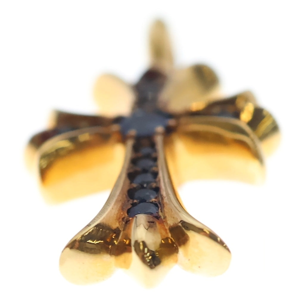 CHROME HEARTS(クロムハーツ) 22K TNY CRSF P SAP タイニーファットクロス PAVEサファイア ペンダント ゴールドネックレストップ イエローゴールド/ブルー