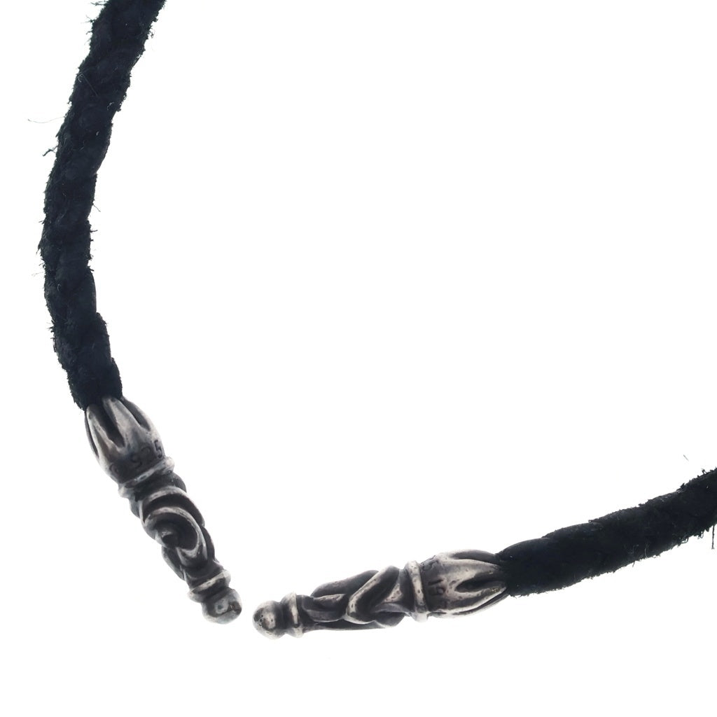 CHROME HEARTS(クロムハーツ) LEATHER BRAID SCROLL ネックレス レザーブレイドネックレス ブラック/シルバー BCA377