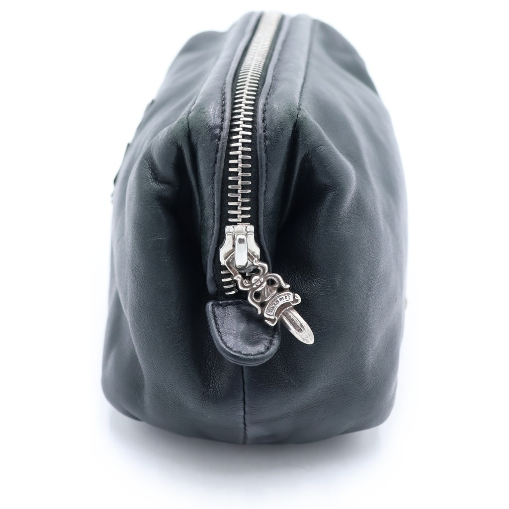 CHROME HEARTS(クロムハーツ) CHプラスパッチ付き ダガージップレザーコスメポーチ レディース