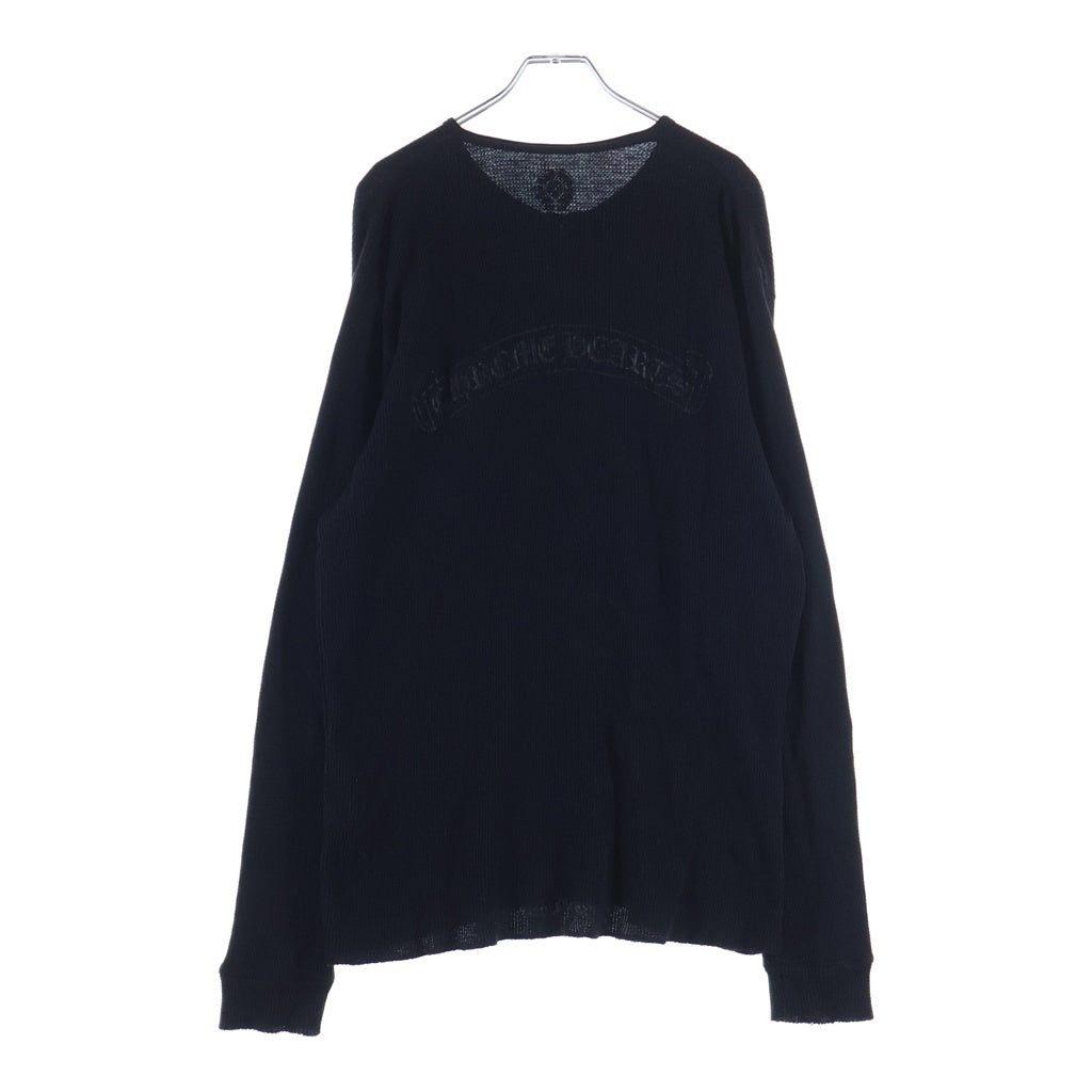 CHROME HEARTS(クロムハーツ) ヘンリーネック クロスボールボタン バックスクロールラベルプリント サーマル 長袖シャツ ブラック