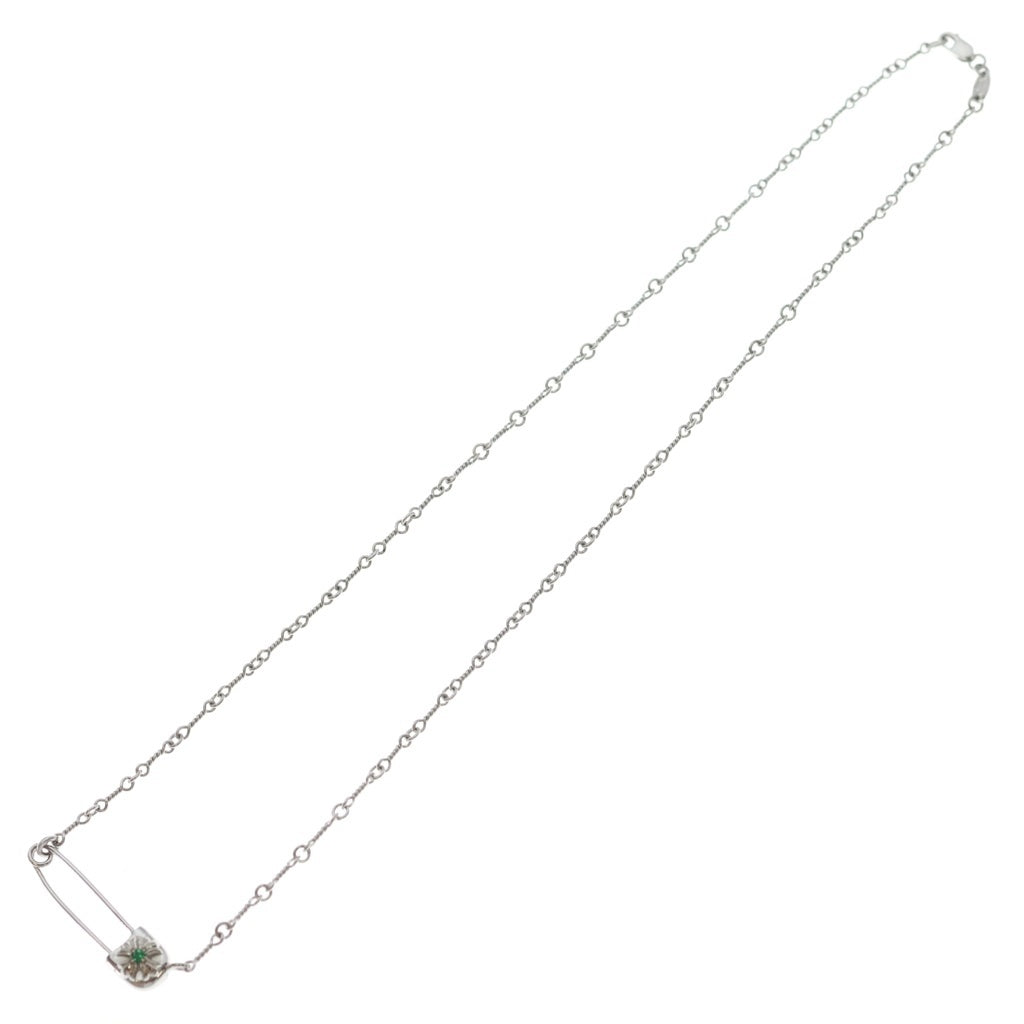 CHROME HEARTS(クロムハーツ) 18K SAFETY PIN NECKLACE セーフティピン ツイストチェーン 1エメラルド ホワイトゴールドネックレス