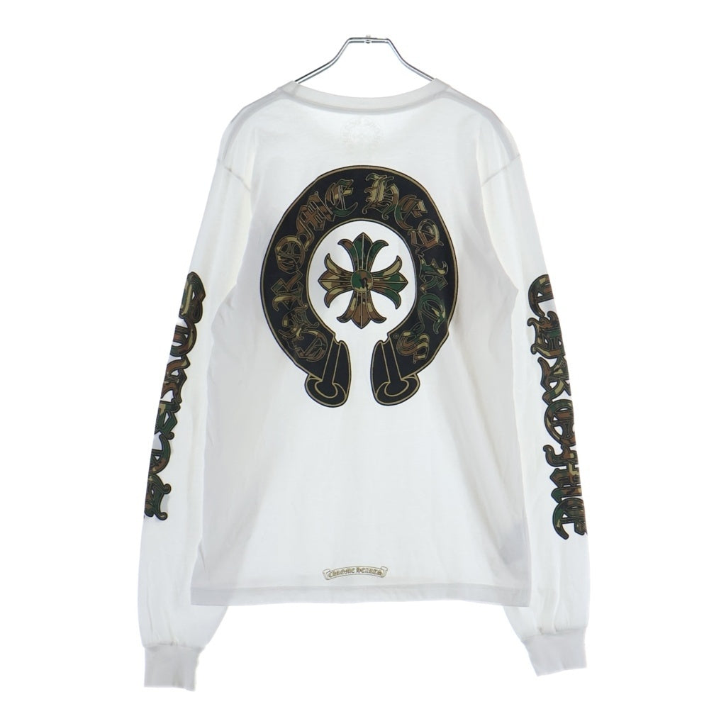 CHROME HEARTS(クロムハーツ) CAMO HORSE SHOE カモホースシュー バックプリント長袖Tシャツ ホワイト