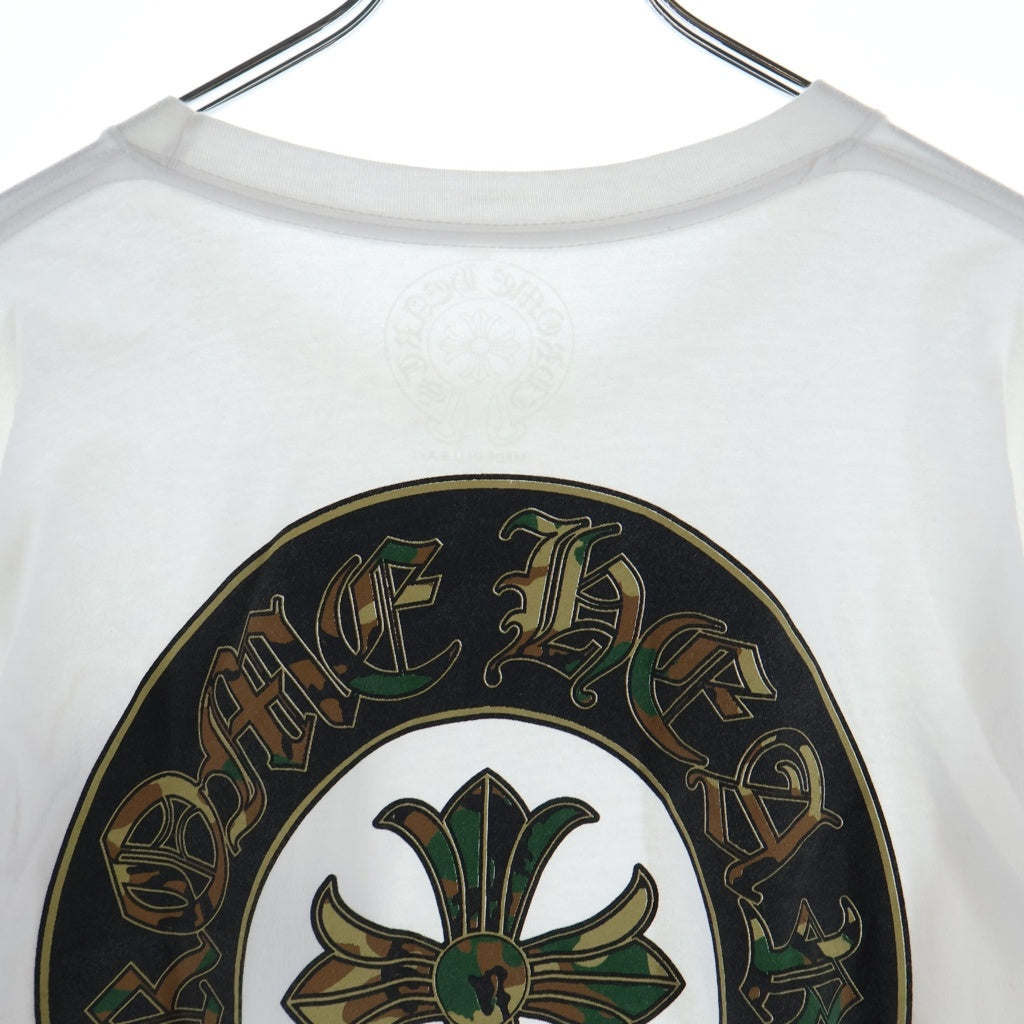 CHROME HEARTS(クロムハーツ) CAMO HORSE SHOE カモホースシュー バックプリント長袖Tシャツ ホワイト