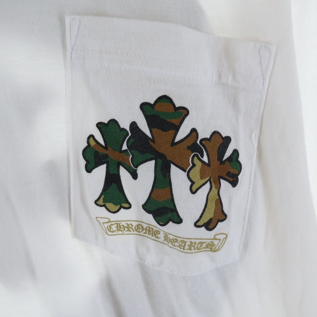 CHROME HEARTS(クロムハーツ) CAMO HORSE SHOE カモホースシュー バックプリント長袖Tシャツ ホワイト