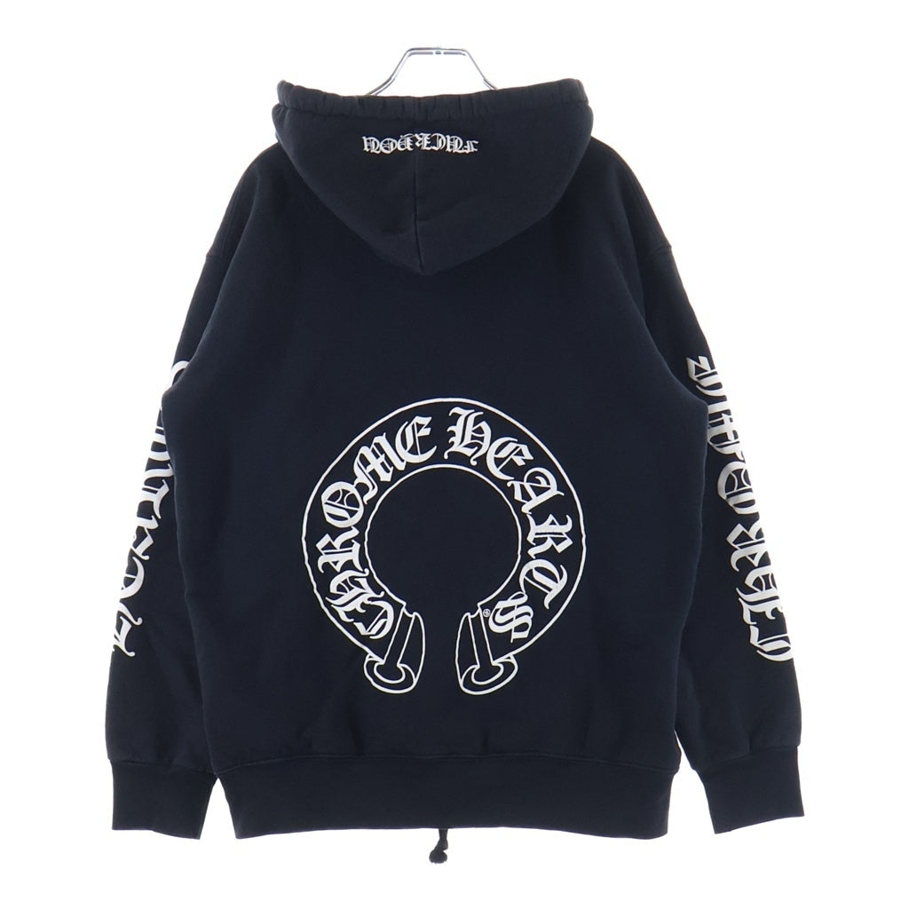 CHROME HEARTS(クロムハーツ) SWTSHRT HD ZIP アームロゴプリント 裏地サーマル ジップアップパーカー ブラック