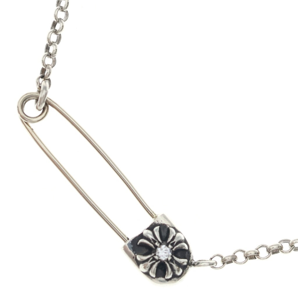 CHROME HEARTS(クロムハーツ) SAFETY PIN R20 1DIAセーフティピンロールチェーン 1ダイヤシルバーネックレス