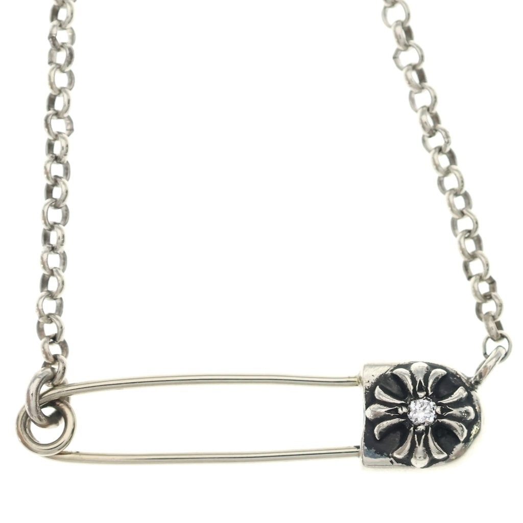CHROME HEARTS(クロムハーツ) SAFETY PIN R20 1DIAセーフティピンロールチェーン 1ダイヤシルバーネックレス